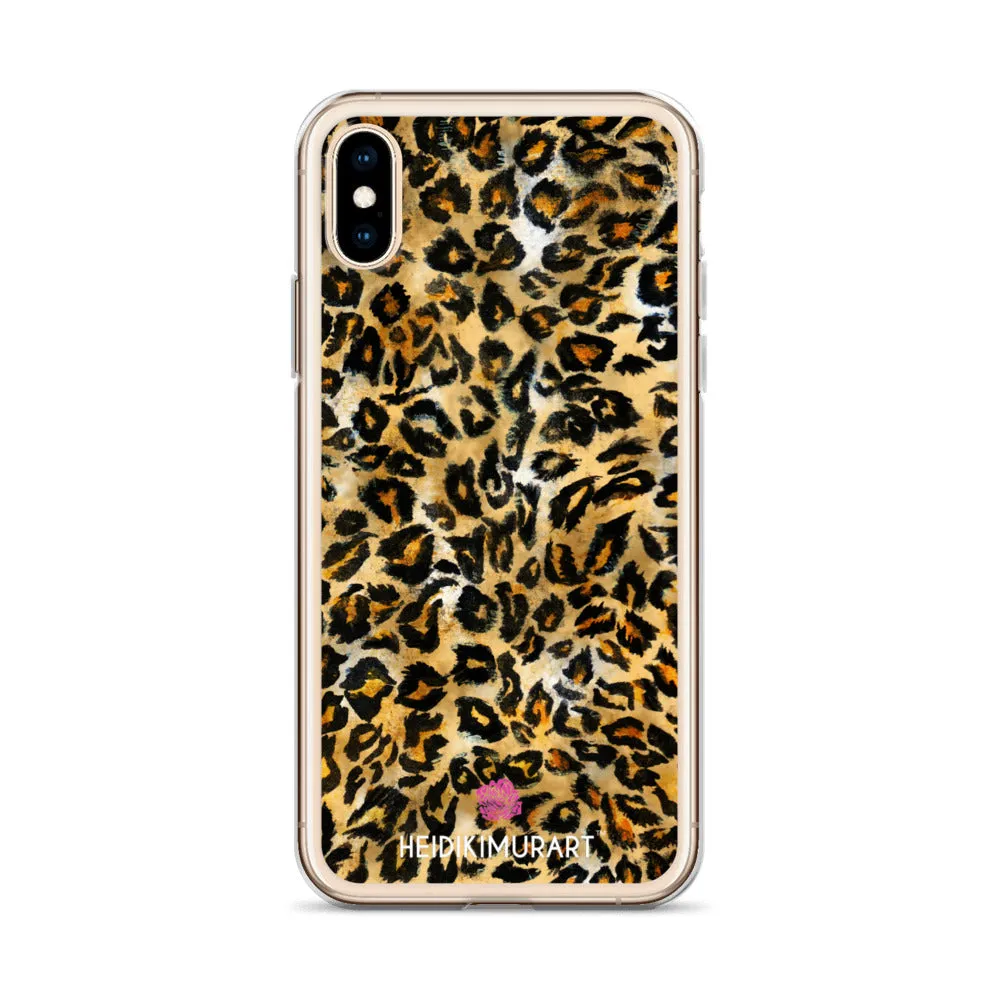 Brown Leopard Print iPhone Case, Brown Leopard Animal Print Designer Unisex Phone Case- Printed in USA/EU/MX