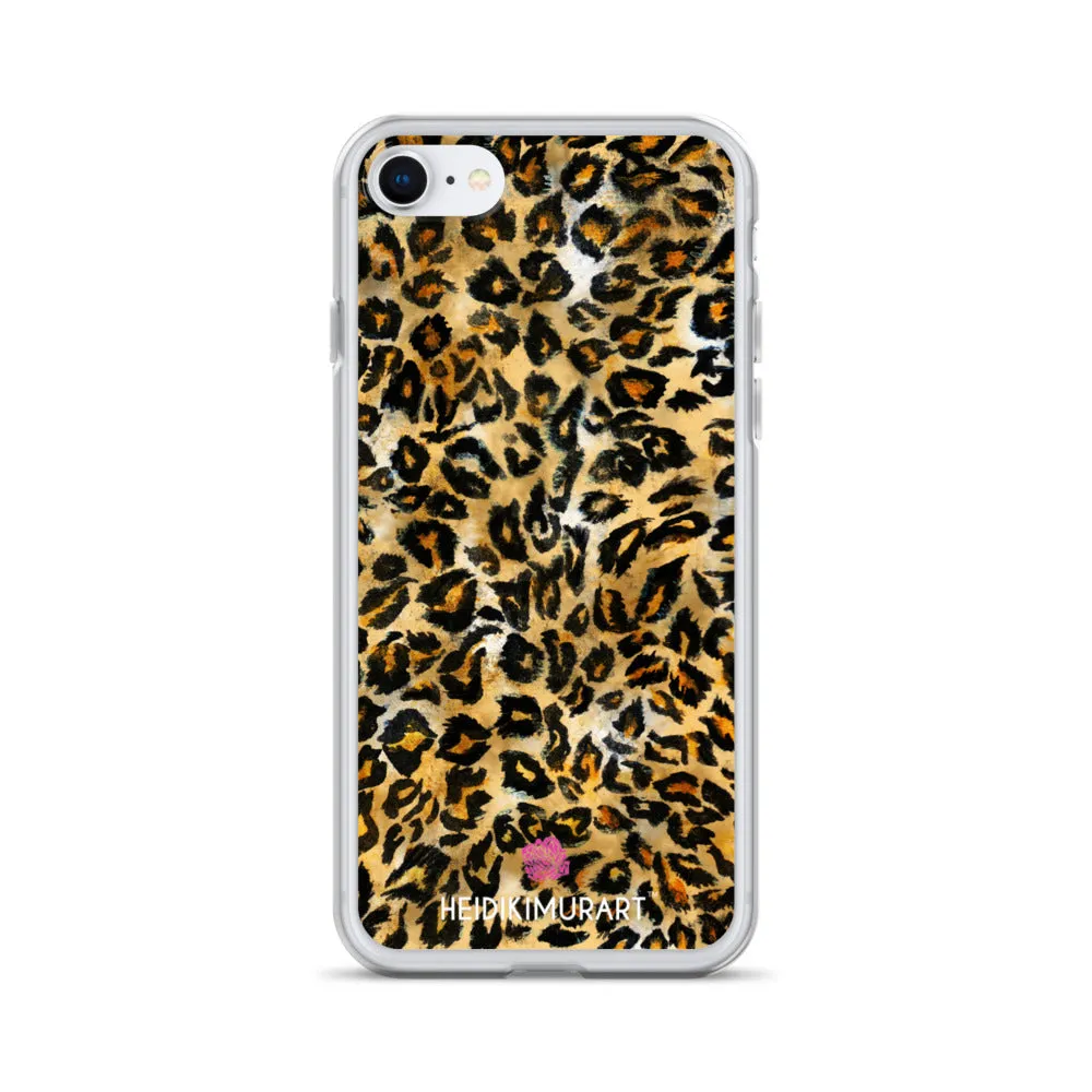 Brown Leopard Print iPhone Case, Brown Leopard Animal Print Designer Unisex Phone Case- Printed in USA/EU/MX