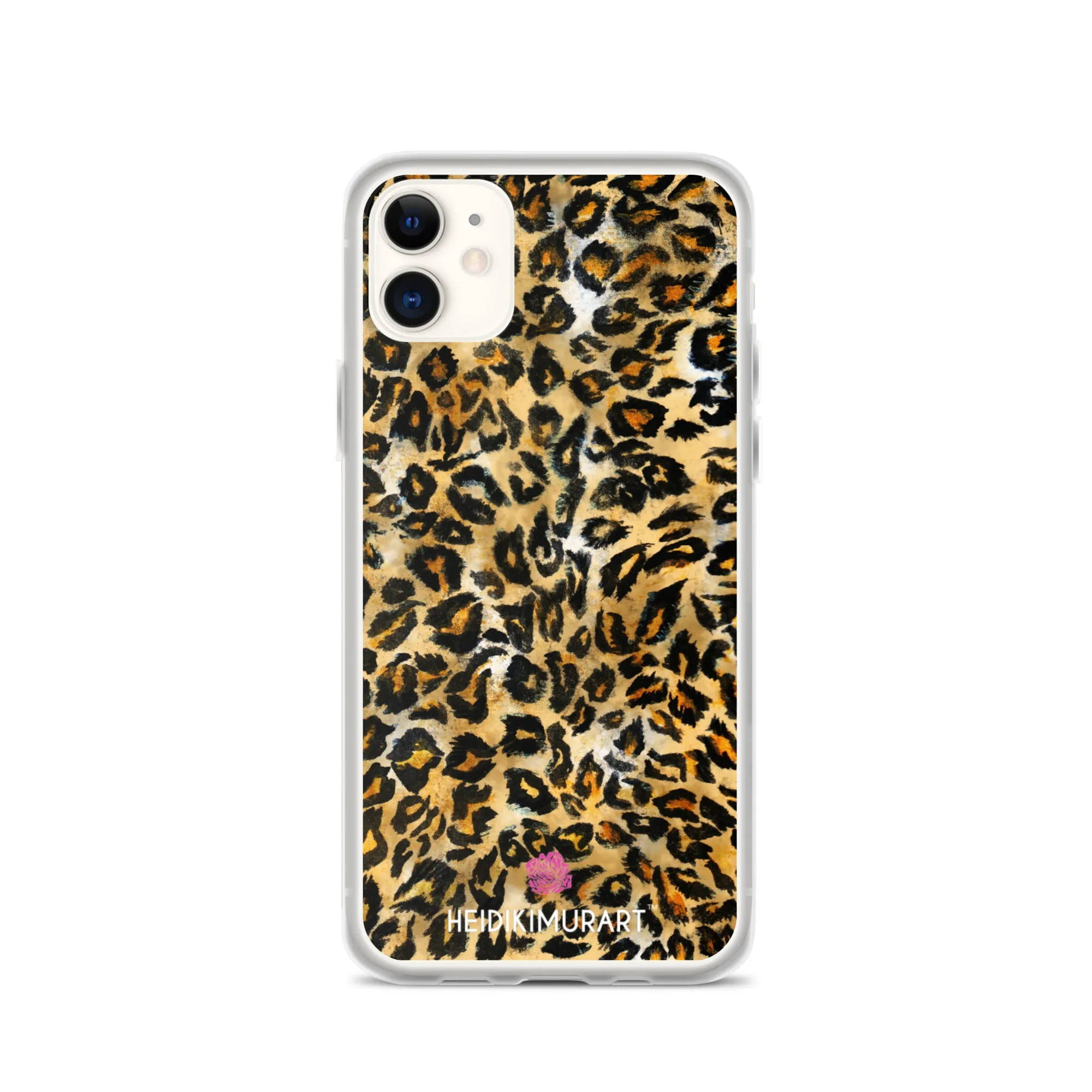 Brown Leopard Print iPhone Case, Brown Leopard Animal Print Designer Unisex Phone Case- Printed in USA/EU/MX