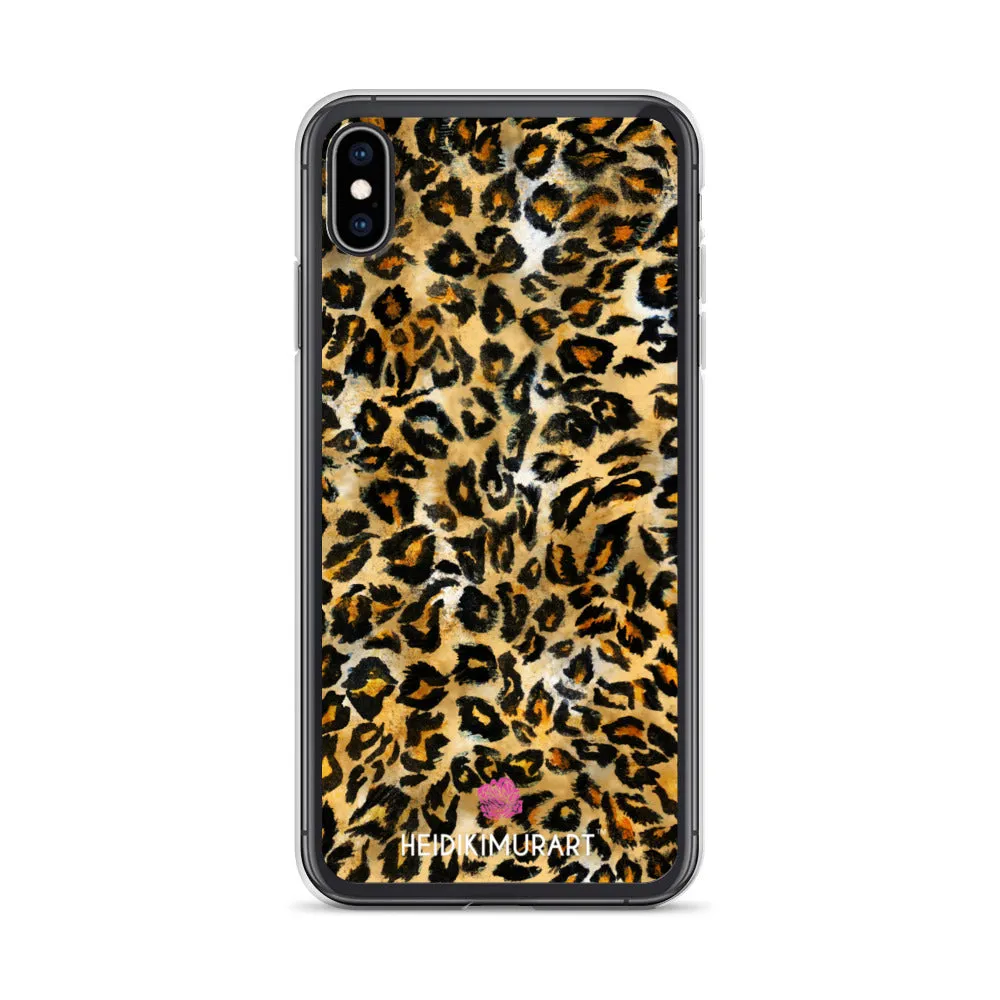 Brown Leopard Print iPhone Case, Brown Leopard Animal Print Designer Unisex Phone Case- Printed in USA/EU/MX