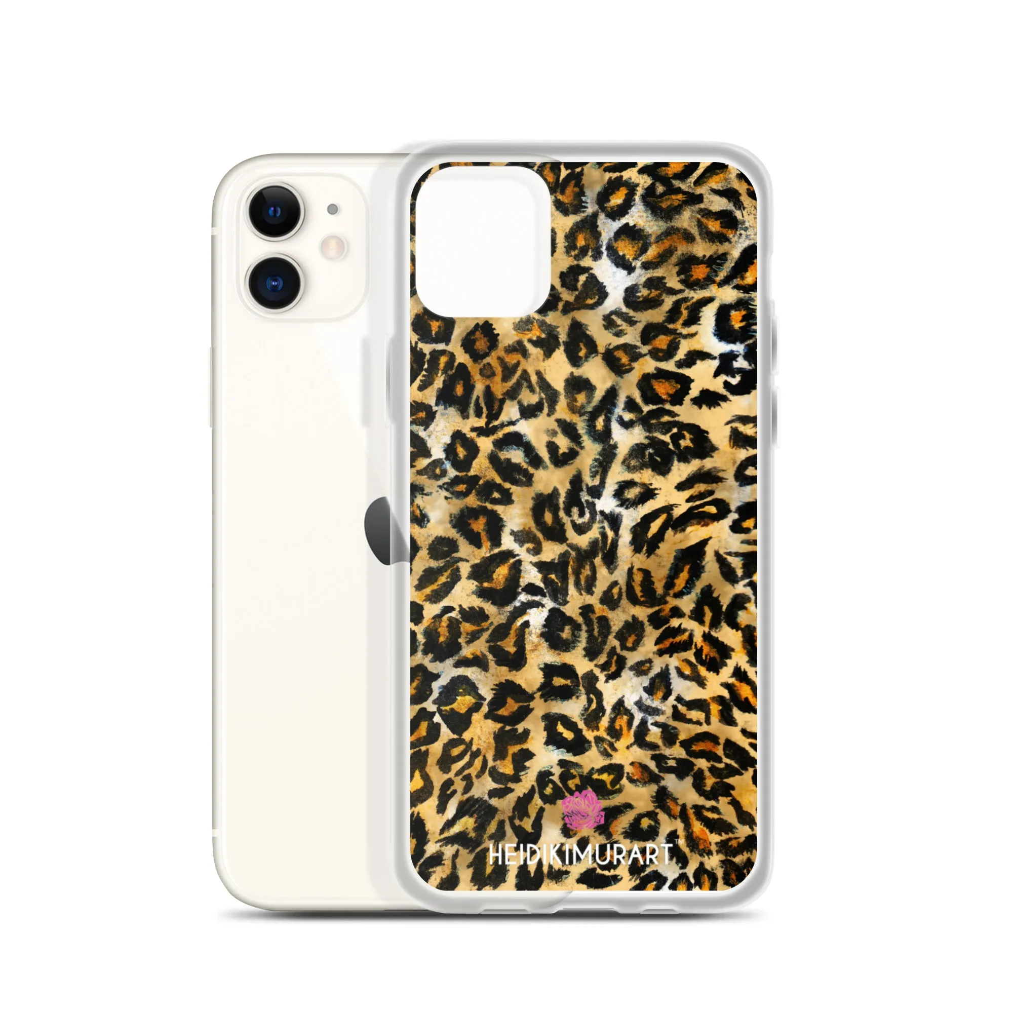 Brown Leopard Print iPhone Case, Brown Leopard Animal Print Designer Unisex Phone Case- Printed in USA/EU/MX