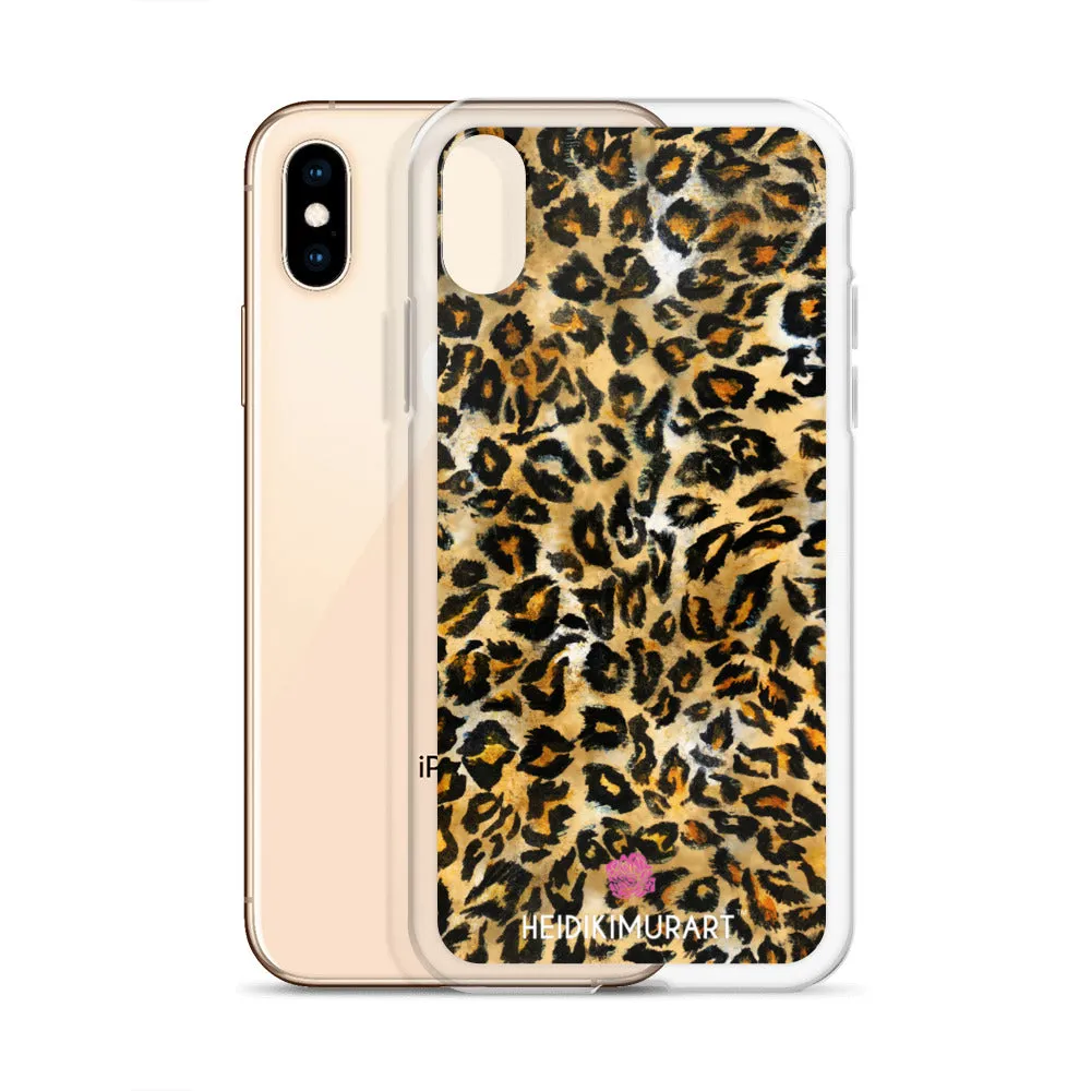 Brown Leopard Print iPhone Case, Brown Leopard Animal Print Designer Unisex Phone Case- Printed in USA/EU/MX