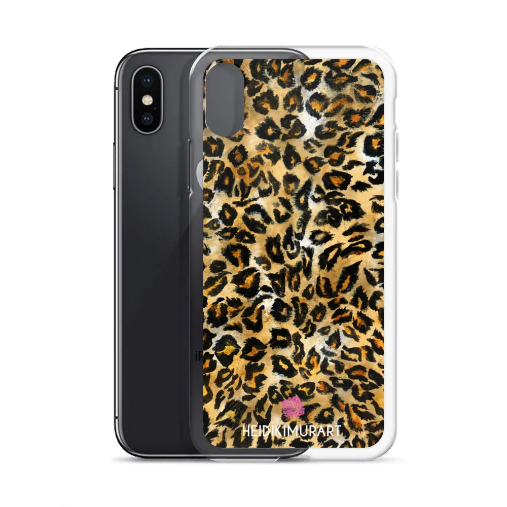 Brown Leopard Print iPhone Case, Brown Leopard Animal Print Designer Unisex Phone Case- Printed in USA/EU/MX