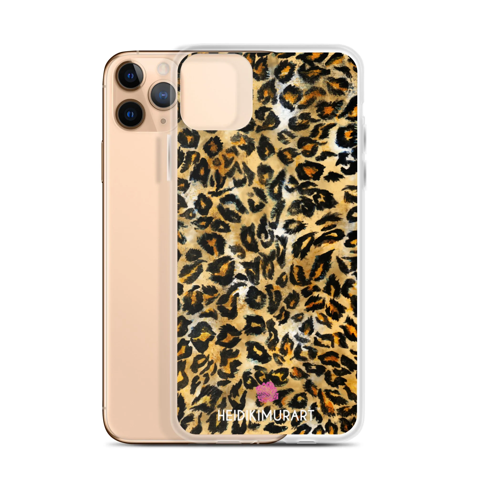 Brown Leopard Print iPhone Case, Brown Leopard Animal Print Designer Unisex Phone Case- Printed in USA/EU/MX