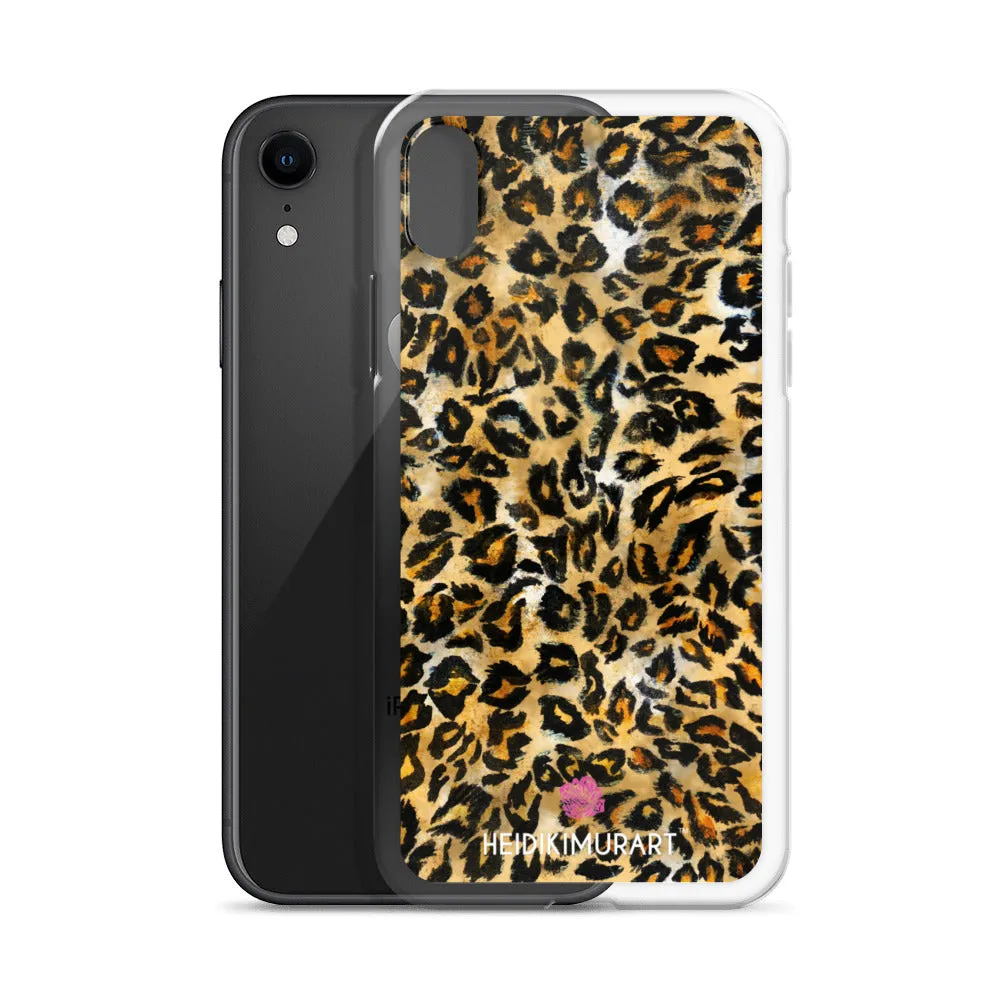 Brown Leopard Print iPhone Case, Brown Leopard Animal Print Designer Unisex Phone Case- Printed in USA/EU/MX