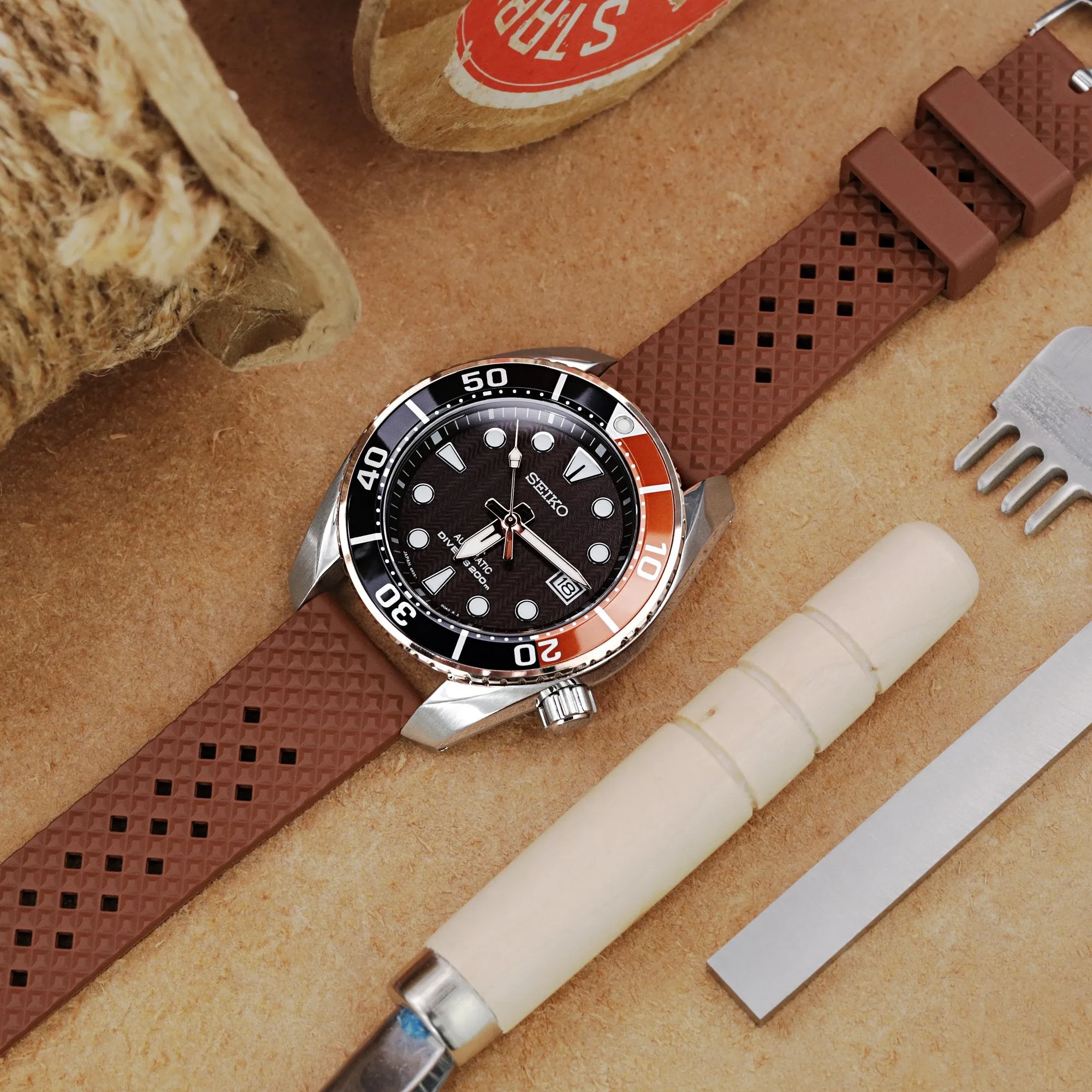 Brown Rhombus FKM Quick Release rubber strap