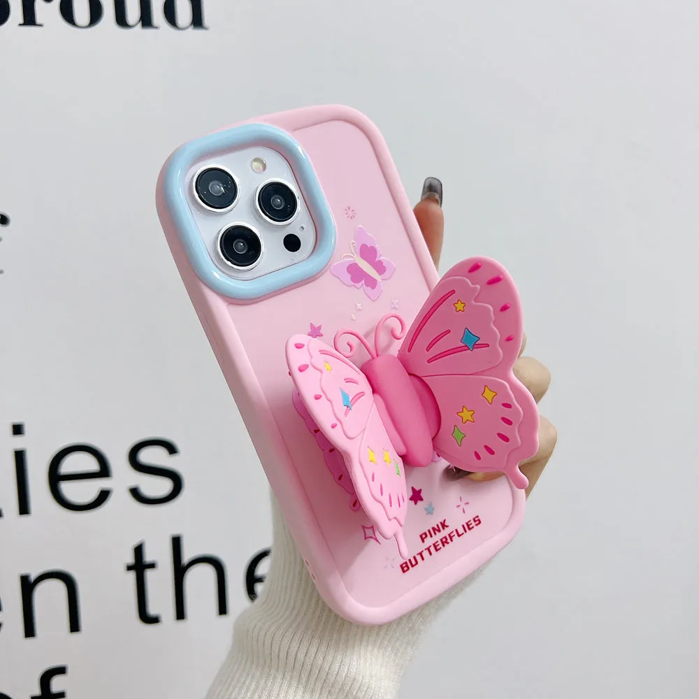 Butterfly Folding Wings Stand Silicone Soft Case - iPhone 12 Pro