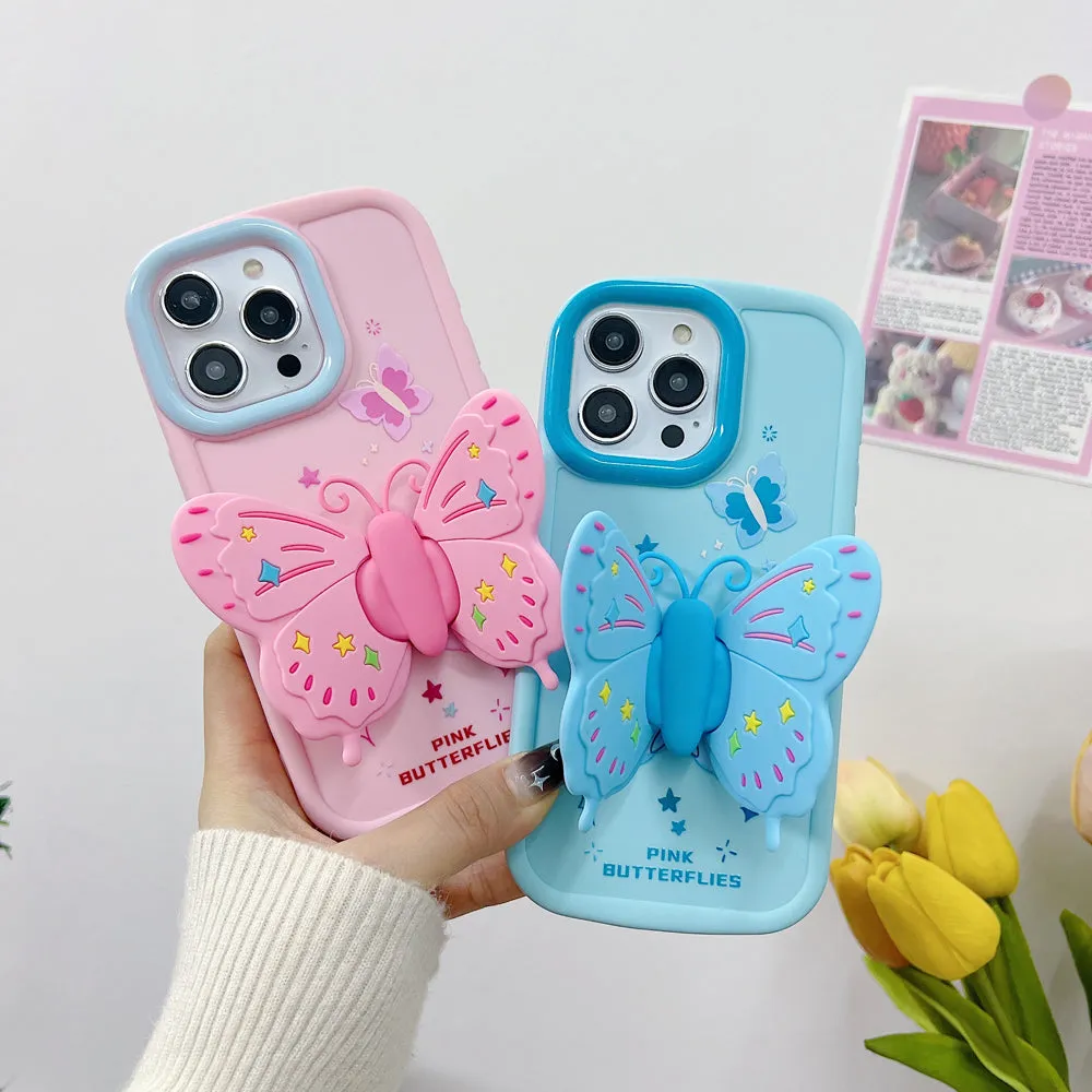 Butterfly Folding Wings Stand Silicone Soft Case - iPhone 12 Pro