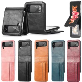 Card Holder Wallet Leather Case for Samsung Galaxy Z Flip Anti-Slip Matte Cover