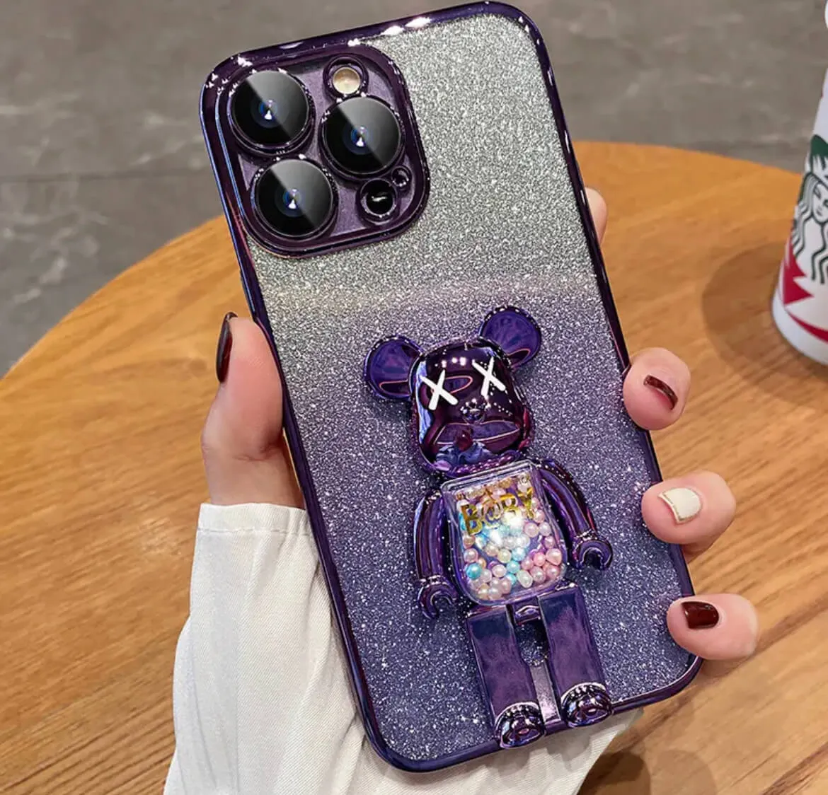 Cartoon Bear Stand Phone Case