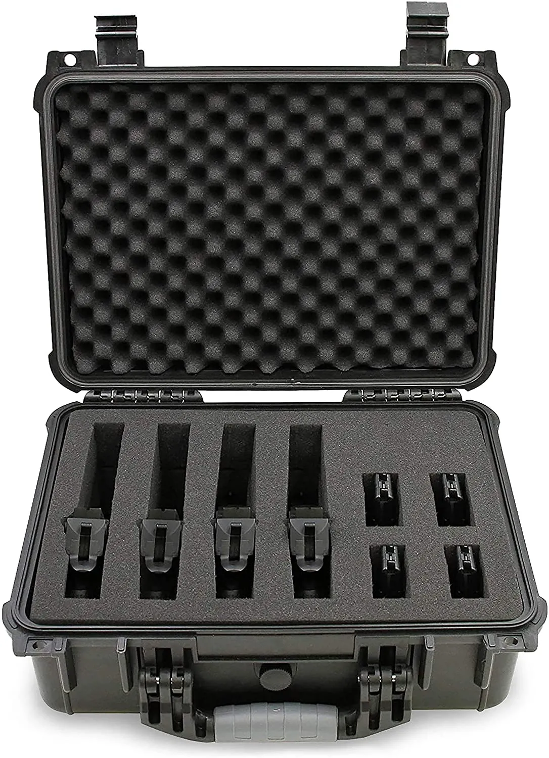 CASEMATIX 16" Customizable 4 Pistol Multiple Pistol Case - Waterproof & Shockproof Hard Gun Cases for Pistols and Magazines with Two Layers of 2" Foam