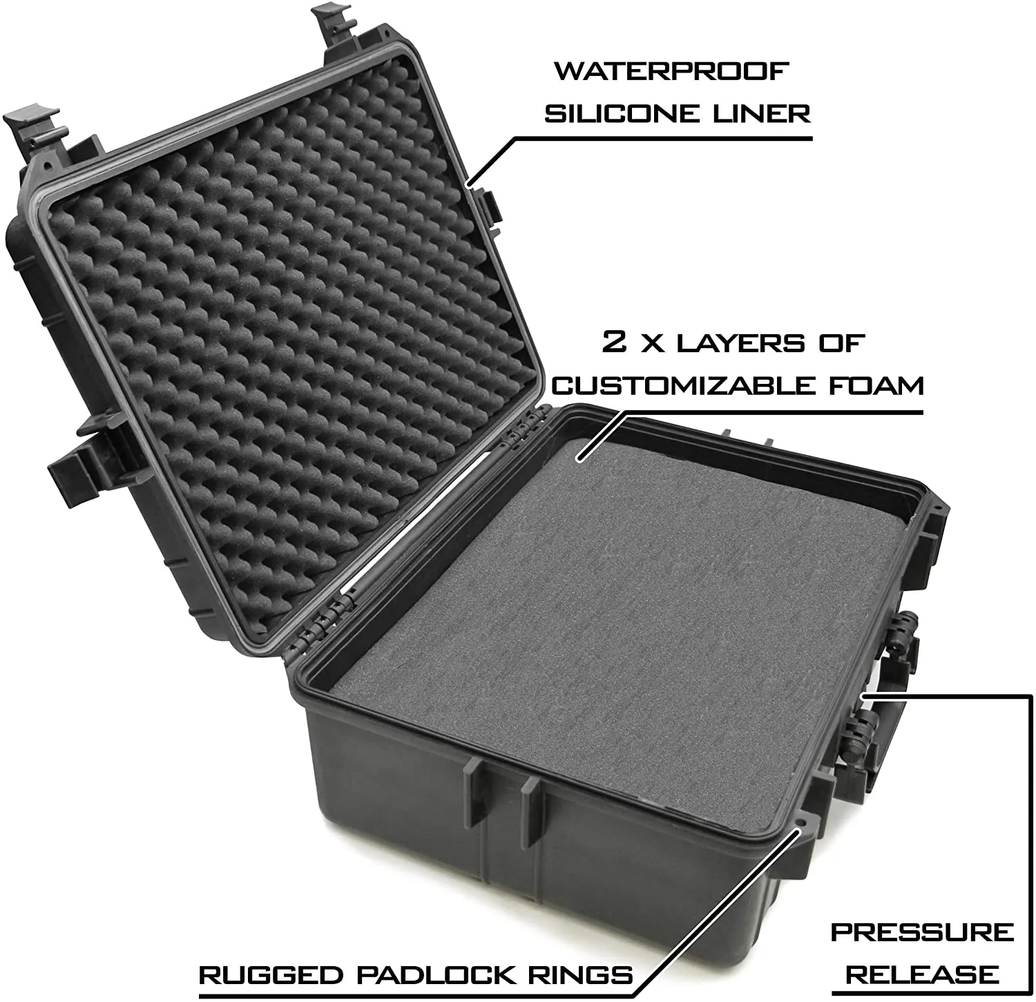 CASEMATIX 23" Customizable 7 Pistol Multiple Pistol Case - Waterproof & Shockproof Hard Gun Cases for Pistols, Magazines with Two Layers of 2" Foam