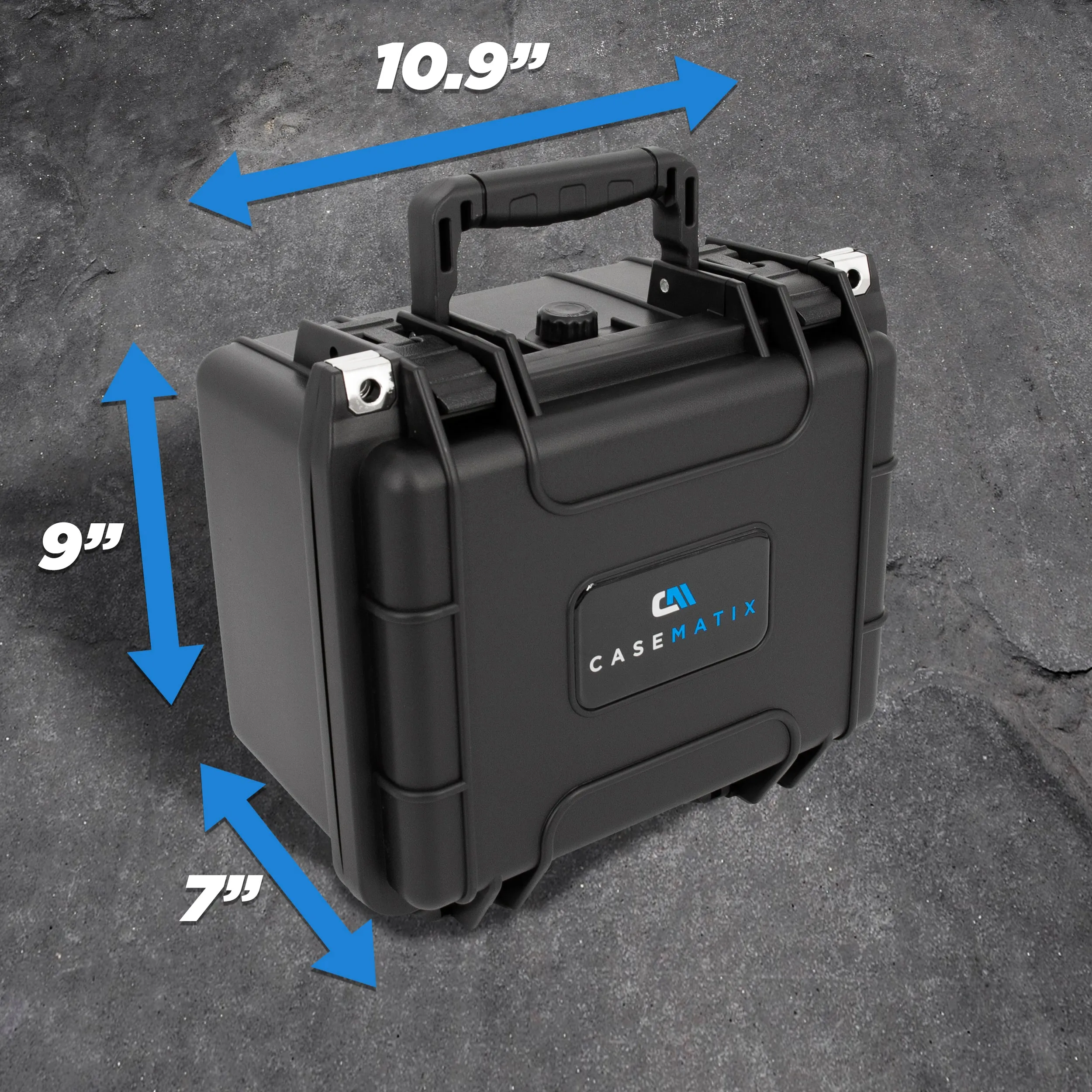 CASEMATIX Two Gun Hard Case for 2 Handguns and 10 Pistol Magazine Storage Case - Waterproof 2 Pistol Hard Case With Removable Accessory Area Storage