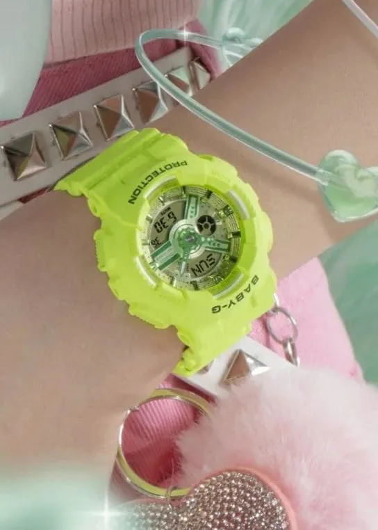 CASIO BABY-G ANALOGUE / DIGITAL LIME GREEN RESIN BAND BA110YK-3A