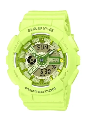 CASIO BABY-G ANALOGUE / DIGITAL LIME GREEN RESIN BAND BA110YK-3A