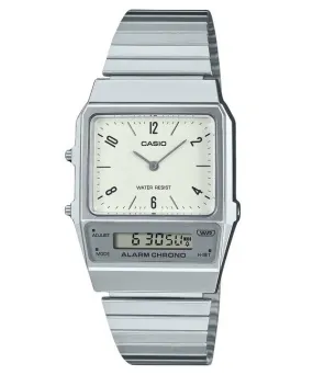 Casio Vintage Analog Digital Dual Time Stainless Steel Bracelet White Dial Quartz AQ-800E-7A2 Unisex Watch