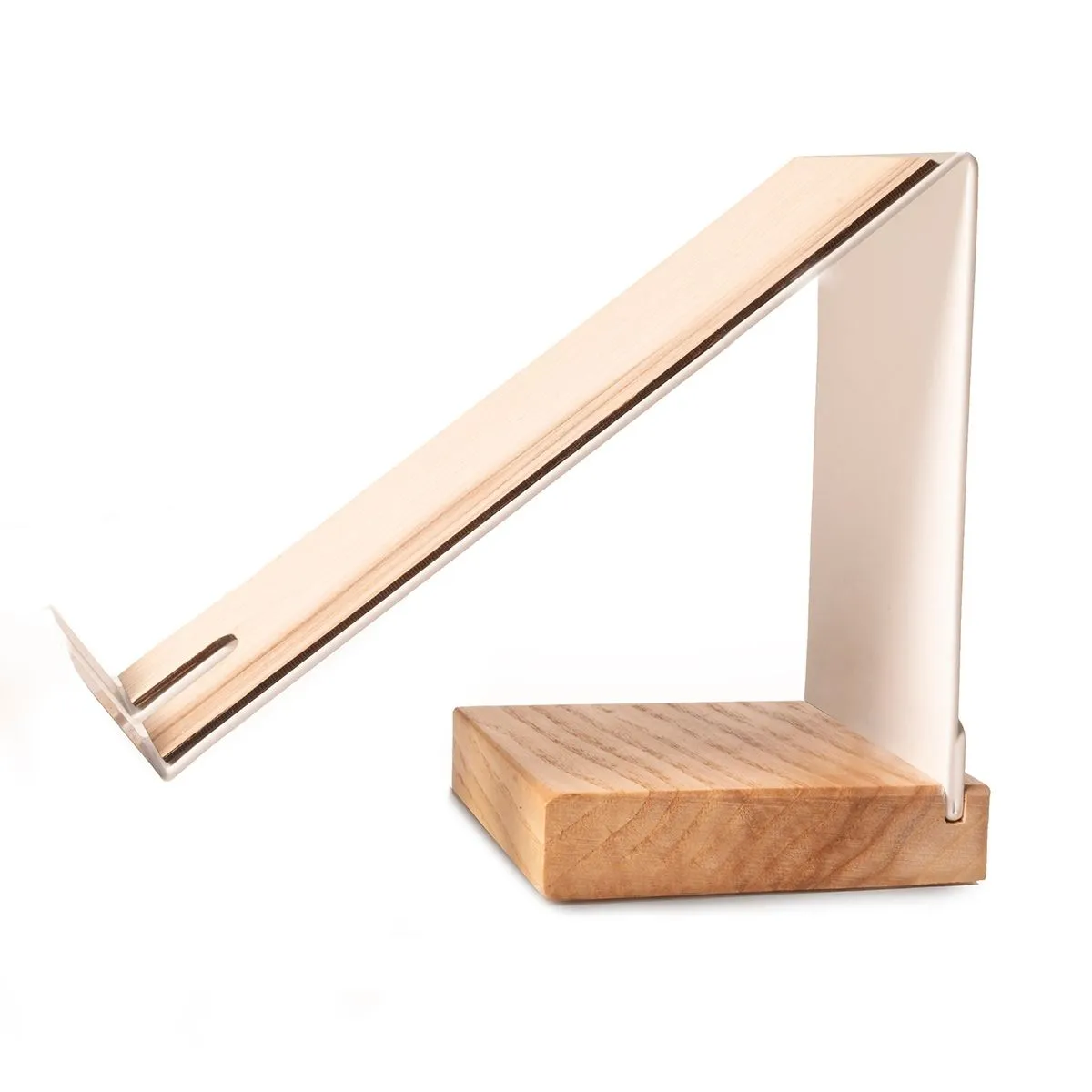 Cell phone stand metal wood base