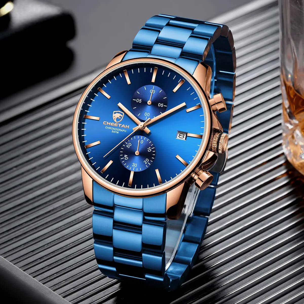 CHEETAH CH1604 ARISTO S2 - Blue & Rose Gold Chronograph Watch for Men