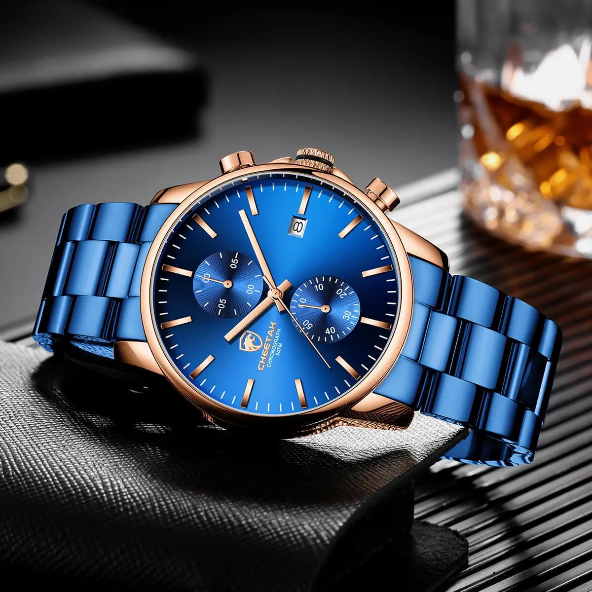 CHEETAH CH1604 ARISTO S2 - Blue & Rose Gold Chronograph Watch for Men