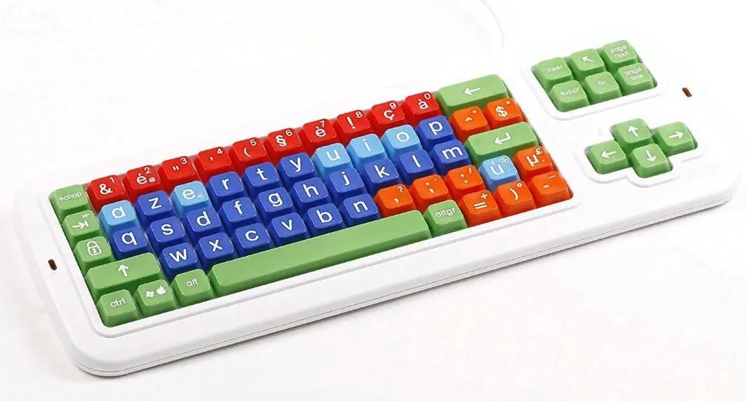 Clevy  Belgium Color Coded Large Print solid Spill proof Mechanical Keyboard with Uppercase White Lettering - 102779