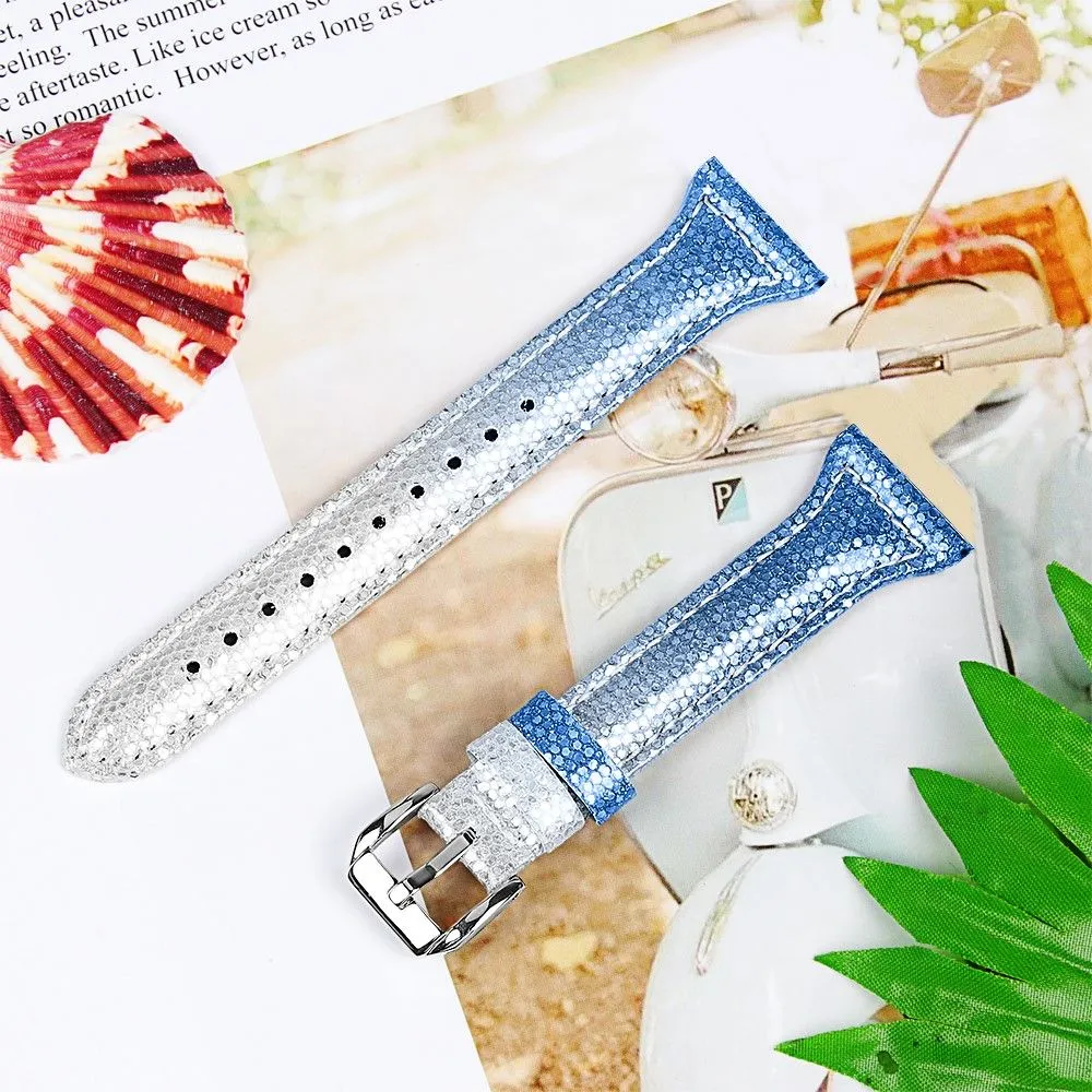 Cool gradient style cowhide watch strap for LG Watch Sport - Silver / Blue