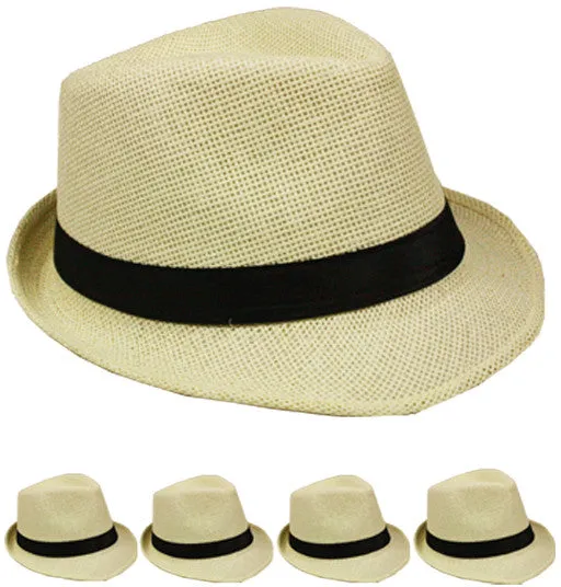 cream color straw fedora hat Case of 72