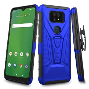 Cricket Ovation 2 Case ,AT&T Maestro Max Case with Tempered Glass Screen Protector Heavy Duty Protective Phone Case,Built-in Kickstand Rugged Shockproof Protective Phone Case - Blue