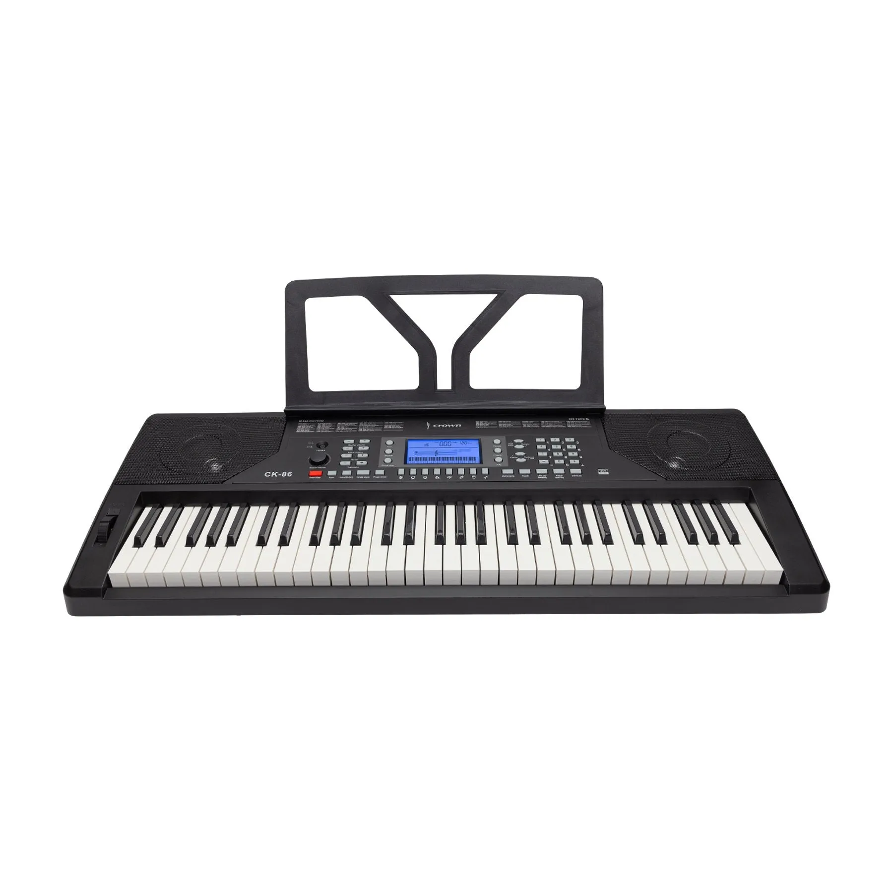 Crown CK-86 Touch Sensitive Multi-Function 61-Key Electronic Portable Keyboard with USB (Black)