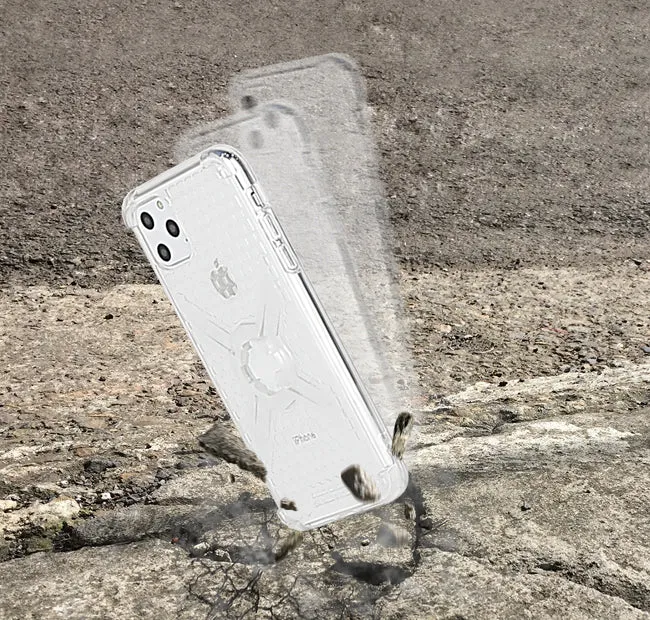 Cube-Intuitive iPhone 11 Pro Max/XS Max X-Guard, Clear Grey Bones Infinity mount Cover. (MA17-0018)