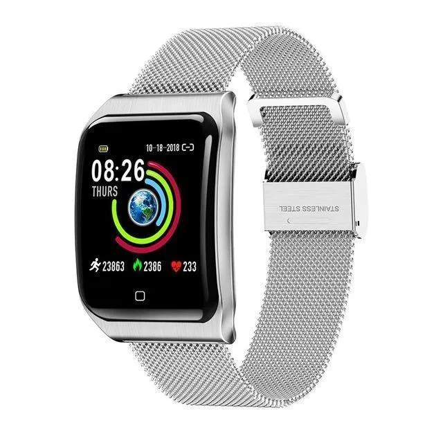 Curved Screen Waterproof Smart Watch With Heart Rate Monitoring And Blood Pressure