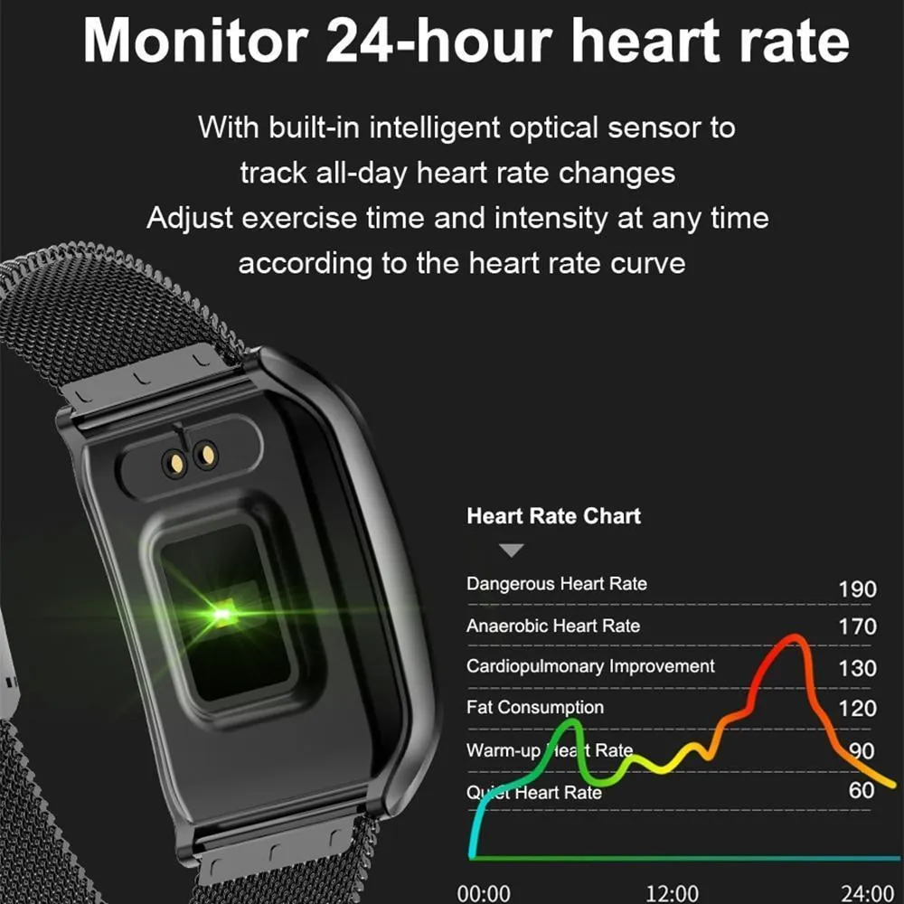 Curved Screen Waterproof Smart Watch With Heart Rate Monitoring And Blood Pressure