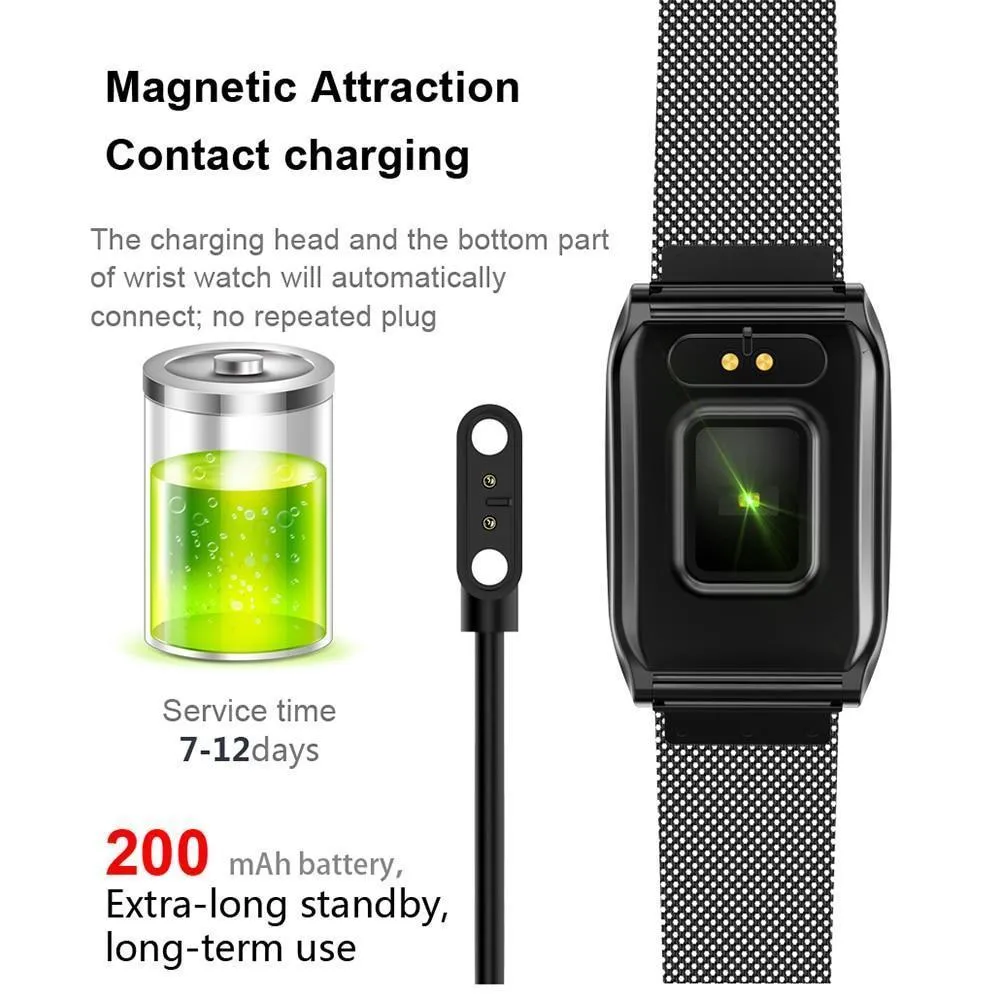 Curved Screen Waterproof Smart Watch With Heart Rate Monitoring And Blood Pressure