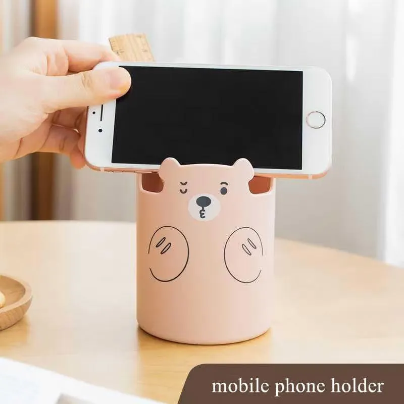 Cute Bear Design Mobile Stand Stationary Pen Holder