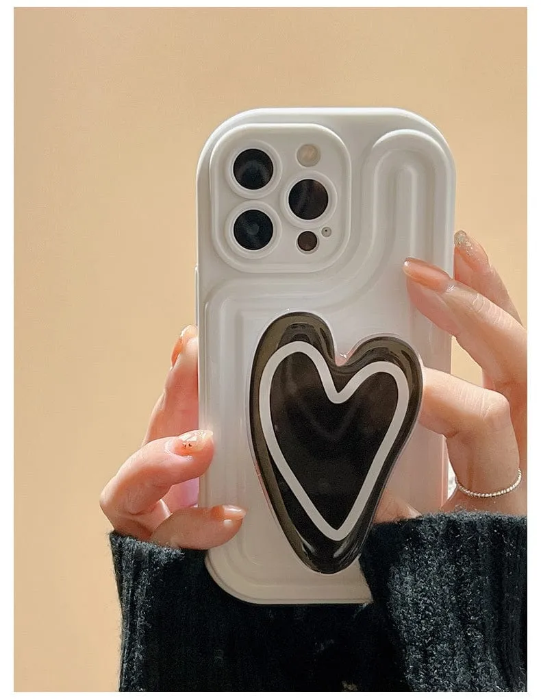 Cute Heart Stand Matching iPhone Case