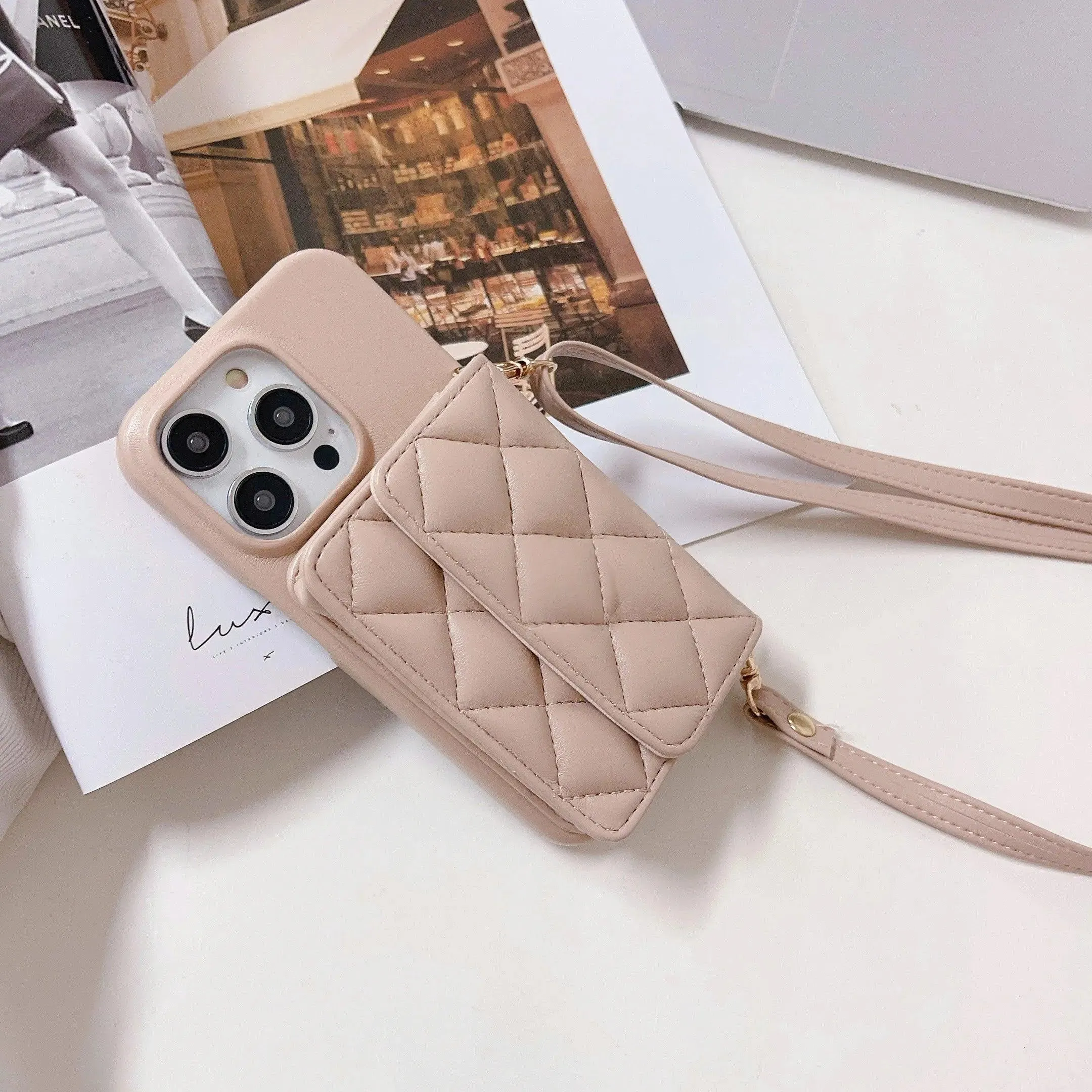 Cute Leather Wallet Card Crossbody Phone Case for iPhone 15, 14 Plus, 13, 12, and 11 Pro Max