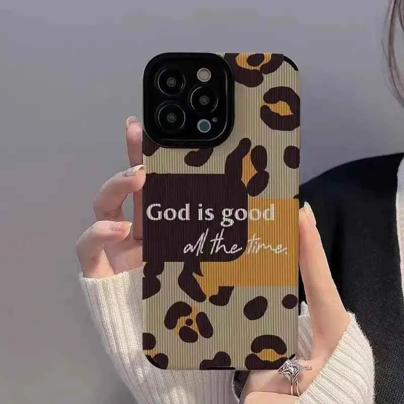 Cute Phone Case with Leopard Print and English Subtitles for iPhone 14, 13, 12, 11 Pro Max, 14 Plus, X, XS Max, XR, 12, 13 Mini, 7, 8 Plus