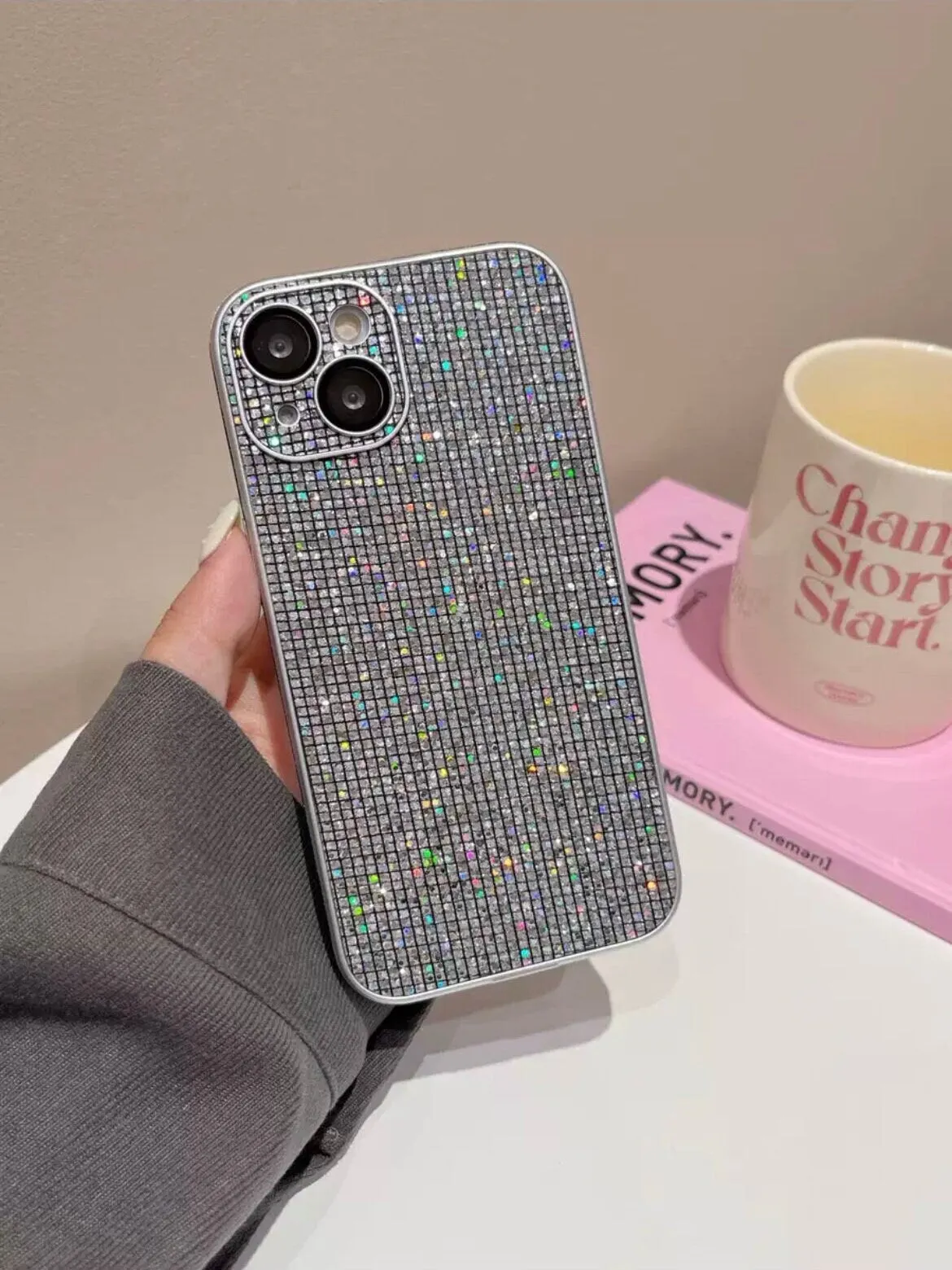 Cute Solid Bling Glam Shimmer Shiny Sequin Glitter Design Protective Shockproof iPhone Case for iPhone 11 12 13 14 15 Plus Pro Max