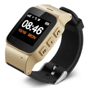 D99  1.22 inch HD LCD Screen GPS Smartwatch for the Elder Waterproof, Support GPS   LBS   WiFi Positioning / Two-way Dialing / Voice Monitoring / One-key First-aid / Wrist off Alarm / Safety Fence (Champagne Gold)