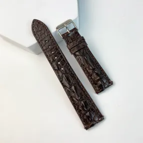 Dark Brown Handcrafted Alligator Hornback Leather Watch Band | Crocodile Skin Alligator Watch Strap | DH-84