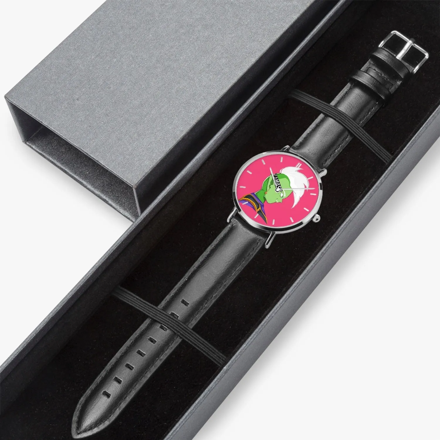 DBZ-Store Dope Super Cool Grin Zamasu Potara Earring Pink Graphic Watch