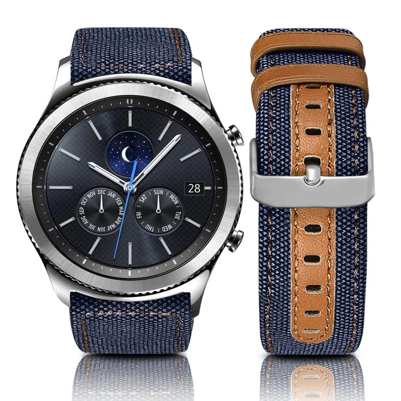 Denim & Leather Watch Straps Compatible with the Fitbit Charge 3