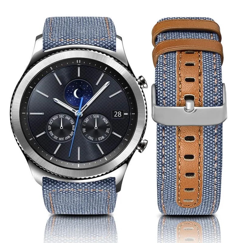 Denim & Leather Watch Straps Compatible with the Fitbit Charge 3