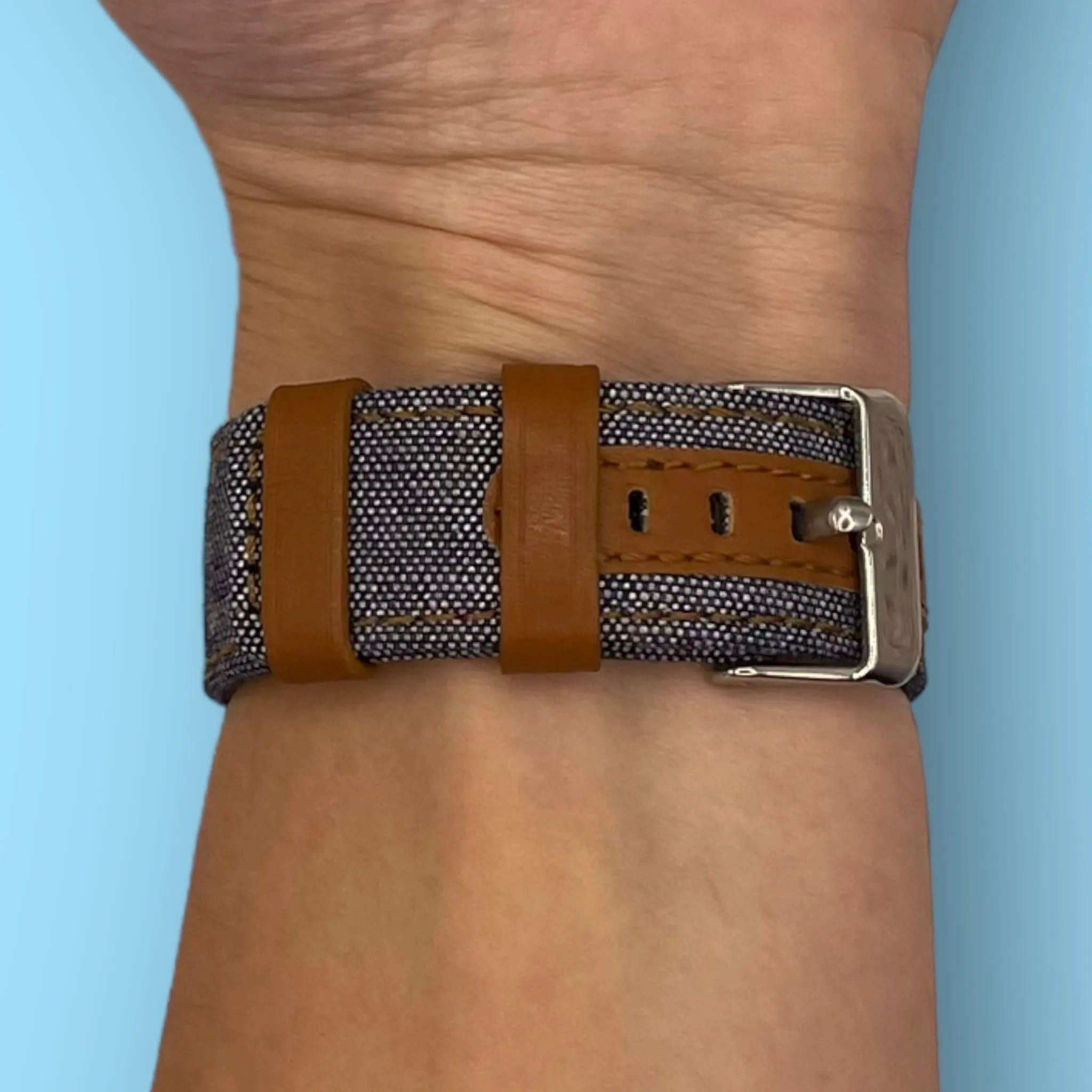 Denim & Leather Watch Straps Compatible with the Xiaomi GTS & GTS 2 Range