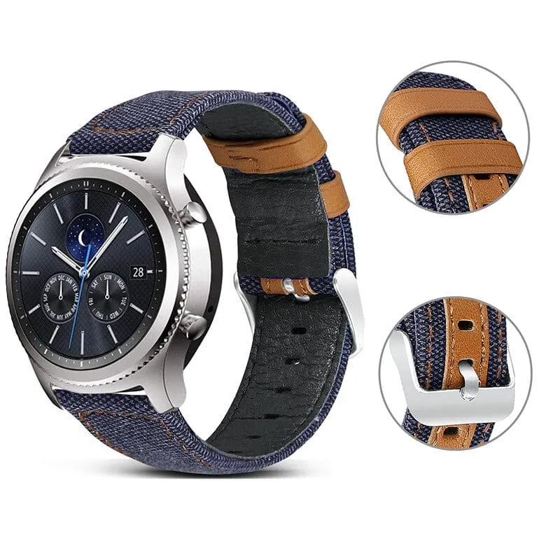 Denim & Leather Watch Straps Compatible with the Xiaomi GTS & GTS 2 Range