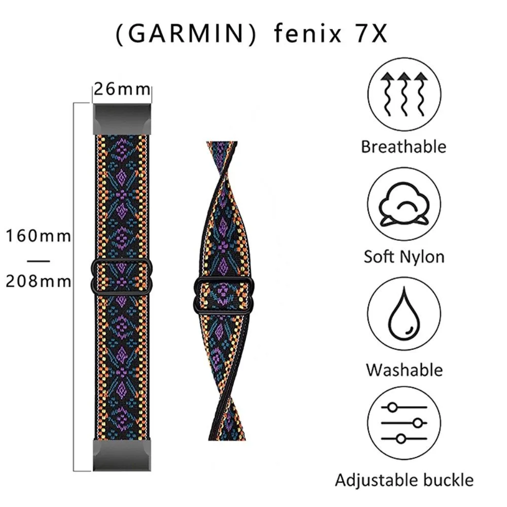 Elastic nylon cool pattern watch strap for Garmin watch - Colorful