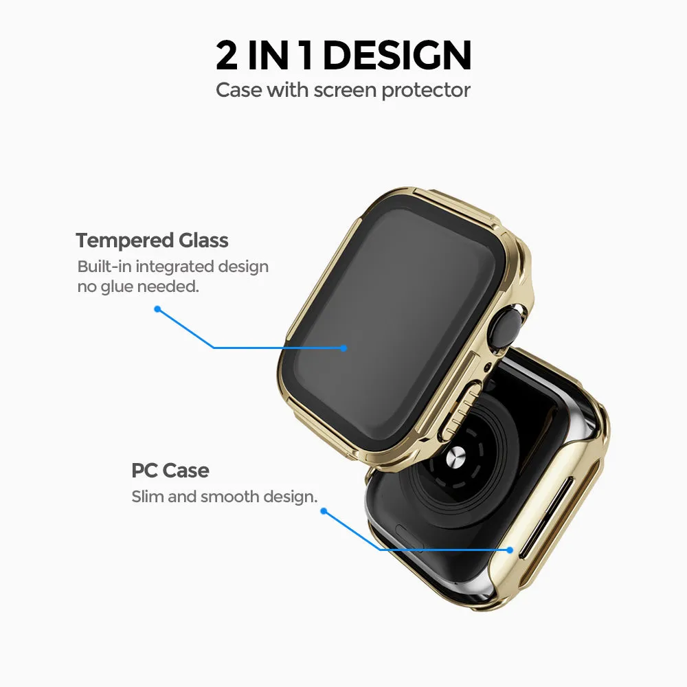 Electroplated Case with Built in Screen Protector | Apple Watch Series 8 41mm  Pack of 5  | Silver/Black/White/Champagne Gold/Rose Gold