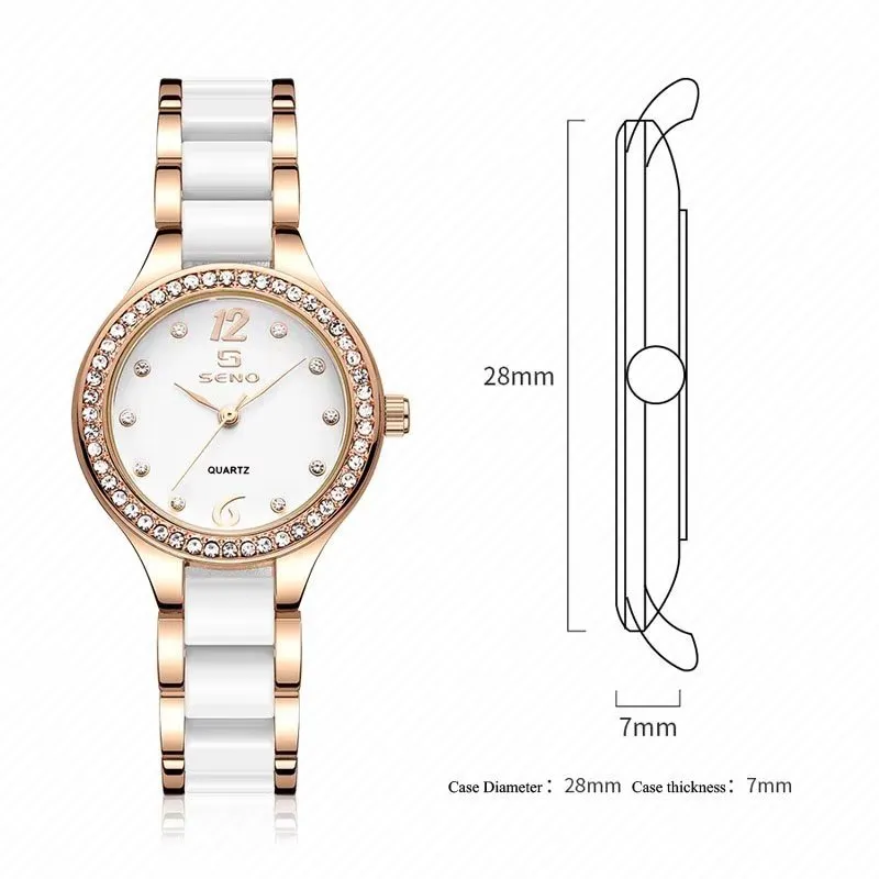 Elegant Ceramic Waterproof Watch with Diamond Accents