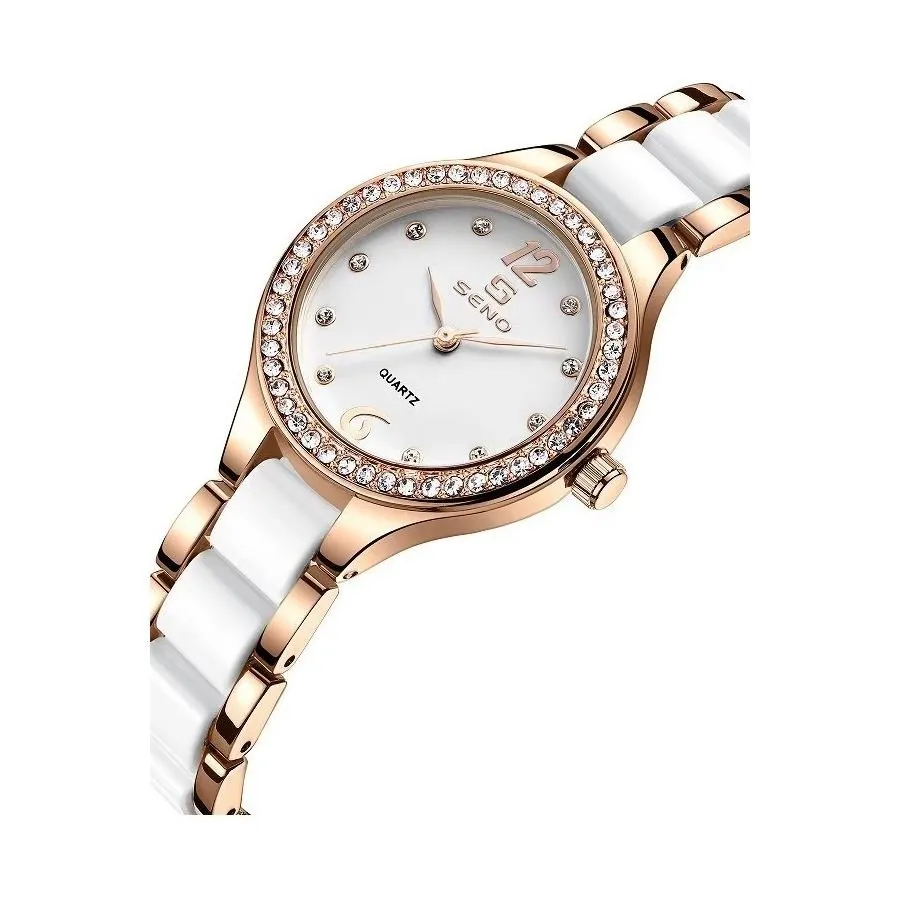 Elegant Ceramic Waterproof Watch with Diamond Accents