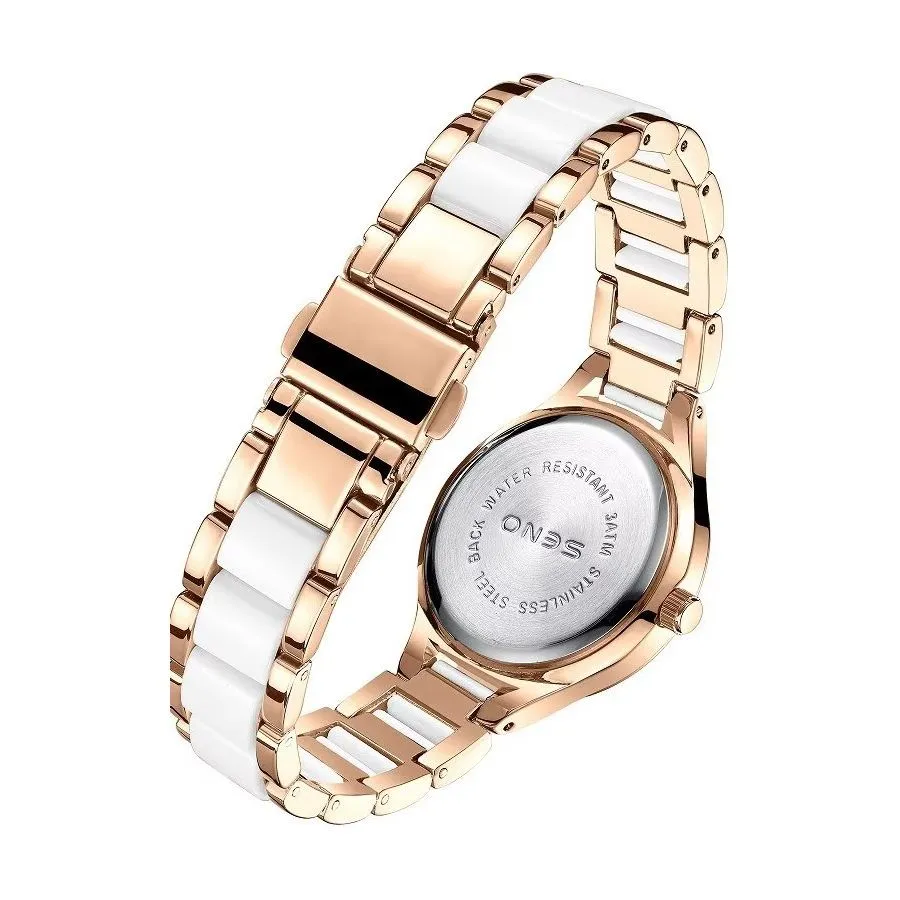 Elegant Ceramic Waterproof Watch with Diamond Accents