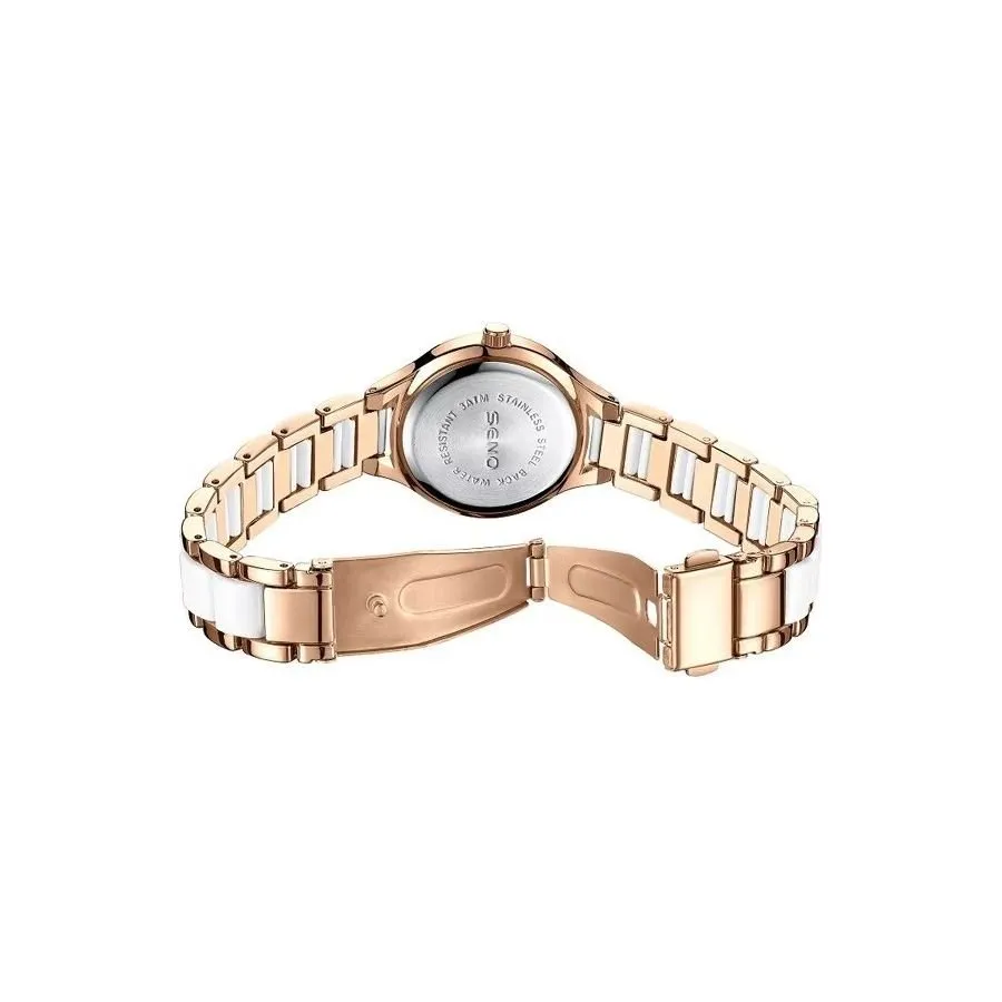 Elegant Ceramic Waterproof Watch with Diamond Accents